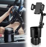 Cup Holder Phone Mount, 2 in 1 Cup Holder Expander for Car Long Arm with 360°Rotation Cup Holder Cell Phone Holder for Car Compatible with All Smartphones - Image 2