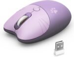 Cute Cat Wireless Mouse, 2.4GHz Wireless Silent Mouse, USB Receiver Plug and Play, 3 Adjustable DPI, Compatible with Notebook, PC, Laptop, Computer- Purple Colorful - Image 2