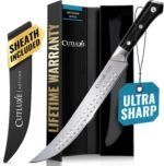Cutluxe Butcher Knife – 10″ Cimeter Breaking Knife, Razor Sharp Forged High Carbon German Steel, Full Tang Meat Carving Knife, Ergonomic Handle Design, Grilling Gifts for Men – Artisan Series - Image 2