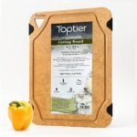 Cutting Board for Kitchen Dishwasher Safe, Toptier, Wood, Fiber , Eco-Friendly, Non-Slip, Juice Grooves, Non-Porous, BPA Free, Small, Silicone, 11.5 x 9.25-inch, Natural Slate - Image 2