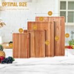 Cutting Boards, 16.5x13 Large Acacia Wooden Cutting Boards for Kitchen, Edge Grain Reversible Wood Chopping Board with Juice Groove and Handles, Pre-Oiled Carving Tray for Meat & Cheese - Image 2