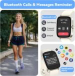 DAVIKO Pedometer Watch for Men Women Android & iPhone, 1.85" Retina Display with Answer/Make Calls, Smart Watch with Pedometer, Calories & Step Counter, Waterproof Heart Rate/Sleep/SpO2 Monitor - Image 2