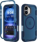 DEERLAMN Magnetic Shockproof Case for iPhone 16 6.1-Inch, [Compatible with MagSafe] [Military Grade Drop Protection] Translucent 2-Layer Durable Bumper Heavy Duty Protecive Phone Cover, Matte+Blue - Image 2