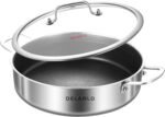 DELARLO Frying Pan,12 inch Skillet with lid,Tri-Ply Stainless Steel Saute Pan 6QT,Dishwasher-Friendly,Stay-Cool Handles,Oven-Safe Up to 660℉ - Image 2