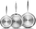 DELARLO Whole Body Tri-Ply Stainless Steel Frying Pan set, 8”/10”/12” Cooking pans, Kitchen Cookware Set, Fast Heating Chef's pan with Ergonomic Handles, Suitable for All Stove - Image 2