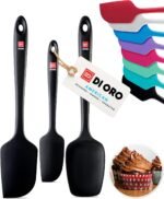 DI ORO Silicone Spatula Set - Rubber Kitchen Spatulas for Baking, Cooking, & Mixing - 600°F Heat-Resistant & BPA Free Silicone Scraper Spatulas for Nonstick Cookware - Dishwasher Safe (3pc, Black) - Image 2