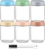 DRKIO 16 Oz Overnight Oats Containers with Lids - 6 Pack Glass Storage Jars with Airtight Lids Wide Mouth Mason Food Jars Great for Meal Prep Salad Chia Pudding Snacks Yogurt Sugar Spice Cereal - Image 2