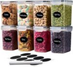 DWËLLZA KITCHEN Airtight Food Storage Container Set - 8 Pieces 1.4L - Plastic BPA Free Kitchen Pantry Storage Containers - Dishwasher Safe - Include 8 Labels - Keeps Food Fresh & Dry - Image 2