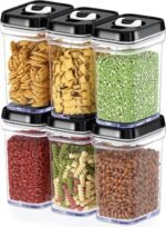 DWËLLZA KITCHEN Airtight Food Storage Containers with Lids – 6 Piece Set Air Tight Kitchen Storage Containers for Pantry Organization and Storage - Clear Plastic BPA-Free - Keeps Food Fresh & Dry - Image 2