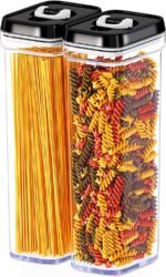 DWËLLZA KITCHEN Pasta Storage Containers for Pantry Airtight - 2 Pc Spaghetti Container Storage - Ideal for Spaghetti & Noodles, Kitchen Pantry Organization and Storage - Keeps Food Fresh & Dry - Image 2
