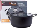 DaTerra Cucina – 8 Qt Nonstick Ceramic Dutch Oven with Lid – Large Oven Safe Stock Pot, Induction Compatible, Lightweight, Lead & PFOA Free, Volcanic Black, Durable Nonstick Cookware – Made in Italy - Image 2