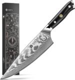 Damascus Chef Knife: 8-inch Razor-Sharp Japanese Chef Knife with VG10 Steel Core, Full Tang G10 Handle, NSF Food-Safe Professional Kitchen Knife with Sheath, Knife for Men - Image 2