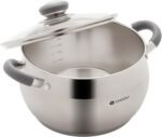 Daniks Modern 3 Quart Stainless Steel Stock Pot with Glass Lid, Tri-Ply Bottom for Even Heating, Induction Compatible, Dishwasher Safe, Heatproof Handles - Image 2