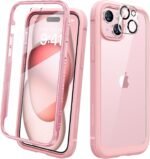 Diaclara Designed for iPhone 15 Case, Full Body Rugged Case with Built-in Touch Sensitive Anti-Scratch Screen Protector, with Camera Lens Protector for iPhone 15 6.1" (Coral Pink) - Image 2