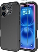 Diverbox for iPhone 16 Case [Shockproof] [Dropproof] [Tempered Glass Screen Protector + Camera Protectors] Heavy Duty Protection Phone Case Cover for Apple iPhone 16 (Black) - Image 2