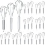 Domensi 24 Pcs 8" 10" 12" Whisks Set Kitchen Whisks for Cooking Heat Resistant Stainless Steel Balloon Wire Whisk Bulk for Non Stick Cookware Blending Stirring Valentines Day Baking - Image 2