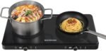Double Induction Cooktop Continuous Low Power 9 Temperature Countertop Knob Control 1800W 18 Power 2 Electric Burner Sensor Touch Timer Stove - Image 2