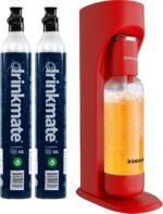 DrinkMate Sparkling Water and Soda Maker, Carbonates ANY Drink Includes 1L Re-usable BPA-free Carbonating Bottle, Two 60L CO2 Cylinders and Patented Fizz Infuser, Royal Red - Image 2
