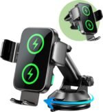 Dual Coil 15W Car Phone Holder (Not Easy to Disconnect) Wireless Car Charger -Auto Clamping- Charging Phone Holders for Your Car Dash Vent Windshield, for Flip S24/S23/S22/S21, iPhone 17/16/15 - Image 2