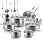Duxtop Professional Stainless Steel Induction Cookware Set, 19PC Kitchen Pots and Pans Set, Heavy Bottom with Impact-bonded Technology - Image 2