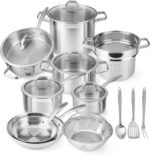 Duxtop Professional Stainless Steel Pots and Pans Set, 17PC Induction Cookware Set, Impact-bonded Technology - Image 2