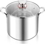 E-far 12-Quart Stock Pot, 18/10 Stainless Steel Stockpot with Lid for Cooking Simmering Soup Stew, Heavy Duty Cookware Works w/Induction, Non-toxic & Corrosion Resistant, Dishwasher Safe - Image 2