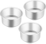 E-far 4 Inch Small Cake Pan Set of 3, Stainless Steel Mini Round Smash Cake Baking Pans, Non-Toxic & Healthy, Mirror Finish & Dishwasher Safe - Image 2