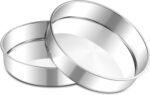 E-far 9 Inch Round Cake Pan, 2-Piece Stainless Steel Round Baking Mold Tins - Non-Toxic & Leak-Proof for Birthday Wedding Layer Tiered Cake, Easy Clean & Dishwasher Safe - Image 2