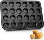 E-far Mini Muffin Pan - 24-Cup Nonstick Carbon Steel Cupcake Tin for Perfect Mini Muffins & Cupcakes, Warp-Free for Even Baking & Easy Release, Oven & Dishwasher Safe - Image 2