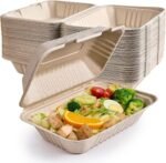 ECOLipak 75 Pack Clamshell Take Out Food Containers, 100% Compostable To Go Containers Disposable, 9X6 inch Heavy-Duty To Go Boxes, Eco-Friendly Biodegradable To Go Containers For Food - Image 2