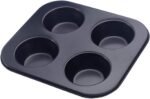 EKDJKK 4-Hole Muffin Pan, Bakeware Non-stick Cupcake Baking Pan Mini Pie Pans, Heavy Duty Carbon Steel Muffin Tray Standard Baking Mold Pan for Oven Baking - Image 2