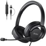 EKSA H27 USB Computer Headset with Microphone for Work, PC Headset with Noise Cancelling Mic, Wired Over-Ear Headphones with in-Line Controls, USB Headset for PC/Computer/Laptop/Call Center/Office - Image 2