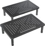 ELIVED 2 Pack Monitor Stand Riser - 3 Height Adjustable Monitor Stand for Laptop, Computer, PC, Printer, Mesh Metal Monitor Riser for Desktop Organizer. - Image 2