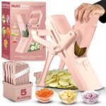 EMSON Safe Mandoline Slicer for Kitchen, All in 1 Mandoline Slicer for Food Works as Potato Slicer, Vegetable Slicer, Food Slicer, French Fry Cutter and More with 5 Blades and Storage Container - Image 2