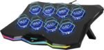 ENHANCE Infiltrate 3 Laptop Cooling Pad with RGB LED Lights - Gaming Cooler Stand with 8 Quiet Fans, 7-Angle Adjustable, Dual USB Hub, Metal Cooling Plate for 13-17.3" Gaming Notebooks - Image 2