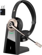 Earbay Wireless Headset - Bluetooth Headphones with Microphone Noise Canceling & Mute, Bluetooth Headset with USB Dongle/Charge Dock for PC Computer Cell Phone Work Office Meetings Call Teams - Image 2