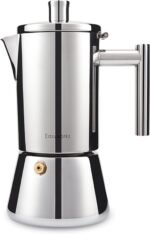 Easyworkz Diego Stovetop Espresso Maker Stainless Steel Italian Coffee Machine Maker 4Cup 6.8 oz Induction Moka Pot - Image 2