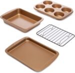 Ecolution Non-Stick Toaster Oven Bakeware Set, 4 Piece, Carbon Steel, Easy to Clean and Perfect for Single Servings, Copper - Image 2