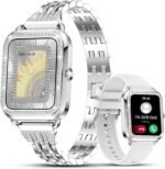 Efolen Smart Watches for Women with Diamonds (Answer/Make Call), 1.57'' Bluetooth Smartwatch for Android iOS Phones, Waterproof Fitness Tracker with Heart Rate/SpO2/Sleep/BP/AI Voice (Silver) - Image 2