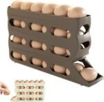 Egg Holder for Fridge, 2026 Upgrade Automatic Rolling Down Egg Dispense, Space-Saving 4 Tiers Fridge Egg Roller/Organizer/Storage/Container/Tray/Rack for Refrigerator Holds up to 30 pcs (Grey) - Image 2