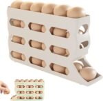 Egg Holder for Fridge, 2026 Upgrade Automatic Rolling Down Egg Dispense, Space-Saving 4 Tiers Fridge Egg Roller/Organizer/Storage/Container/Tray/Rack for Refrigerator Holds up to 30 pcs (White) - Image 2