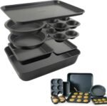 Elbee Home 8-Piece Nonstick Aluminized Steel, Space Saving Baking Set, With Deep Roasting Pan, Cookie Sheet, Cake Pans, Muffin Pans and Baking Pan PFOA & PFOS Free, Holiday Gift for Her - Image 2