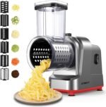 Electric Cheese Grater, Salad Maker With 6 Different Shapes of Blades, 250W Electric Slicer Shredder, Electric Salad Machine for Cheeses, Fruits, Vegetables - Image 2