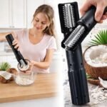 Electric Coconut Grater Machine, Portable Handheld Coconut Scraper Peeler Shredder, Wireless Automatic Anti-splash Rotating Kitchen Grater, Stainless Steel Coconut Electric Roller(High-grade gray) - Image 2