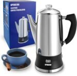 Electric Coffee Percolator Stainless Steel Coffee Maker with Clear Brew Progress Tough Glass Knob and On/OFF Switch Classic Coffee Pot with Keep Warm & Cordless Serve No Aluminum (12 Cup) - Image 2