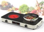Electric Cooktop, 2200W 110V Electric burner, Electric Stove Top with 2 Handle, 2 Burner Electric Cooktop with 9 Power Settings,Knob Control Child Safety Lock & Timer. - Image 2