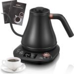 Electric Gooseneck Kettle Temperature Control, Pour Over Electric Kettle for Coffee and Tea, 100% Stainless Steel Inner, 1200W Rapid Heating, 0.8L, Built-in Stopwatch, Matte Black - Image 2