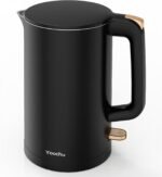 Electric Kettle, Double Wall 1.7L Stainless Steel Cool Touch, Water Boiler & Heater, 1500W Hot Tea Pot, Boil Dry Protection & Cordless Base, BPA-Free, Black - Image 2
