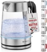 Electric Kettle for Boiling Hot Tea & Water | 1.7L Stainless Steel Borosilicate Glass Boiler With No Plastic, Automatic Shutoff, BPA Free, Fast Heating Technology (Black) - Image 2