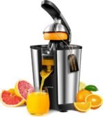 Electric Orange Juicer, Citrus Juicer Squeezer with 2 Cones and Soft Grip Handle for Effortless Juicing, Stainless Steel Quiet Orange Juice Extractor Machines for Lime Grapefruit Lemon - Image 2